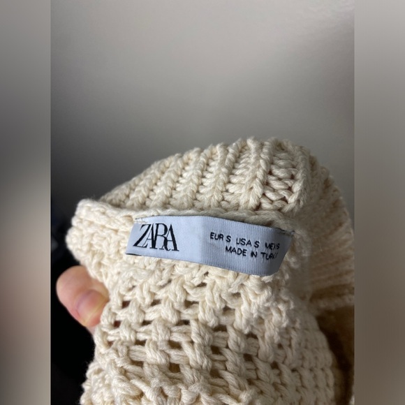 Zara Ecru Open Knit Sweater with Lace up Detailing - Picture 8 of 8